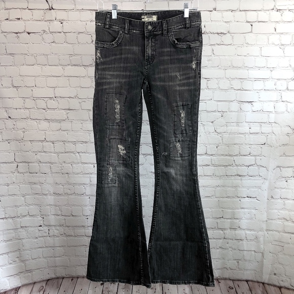 Free People Denim - Free People Patchwork Distressed Bell Bottom Jeans